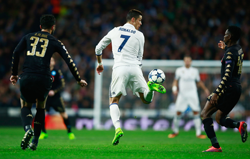 Cristiano Ronaldo backheel touch in Real Madrid v Napoli for the Champions League