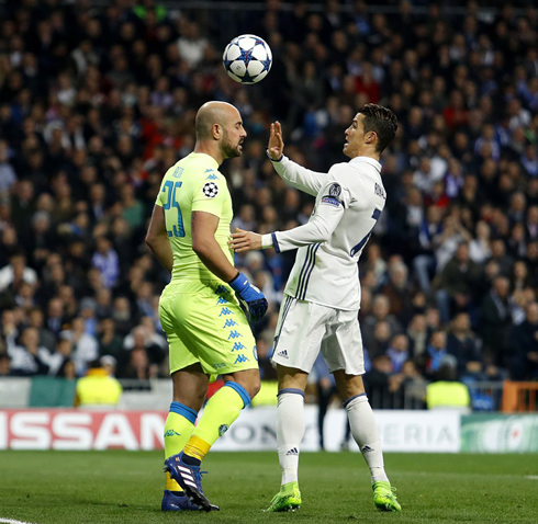 Cristiano Ronaldo telling Reina to take it easy