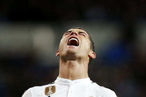 Cristiano Ronaldo screaming out loud after missing a good chance