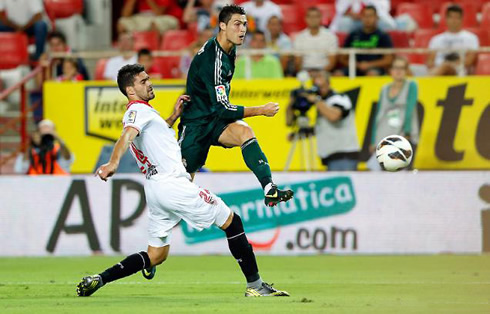 Cristiano Ronaldo left-foot strike, in Sevilla 1-0 Real Madrid, for La Liga 2012-2013