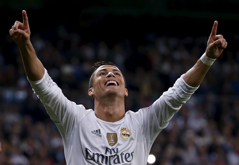 Cristiano Ronaldo clearly happy after scoring his 8th goal off his last two fixtures