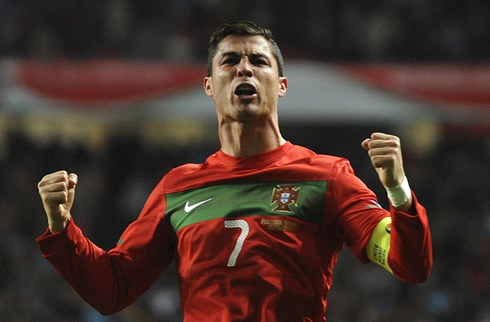 Cristiano Ronaldo celebrating his goal vs Bosnia, with joy