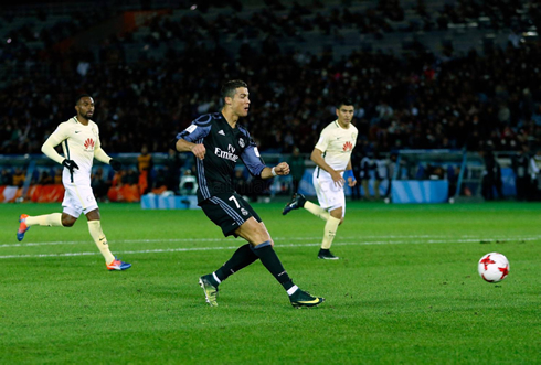 Cristiano Ronaldo scores the second goal for Real Madrid against Club America