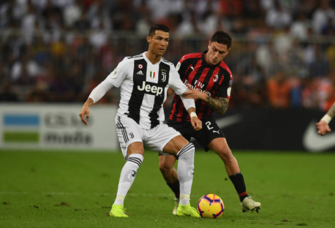 Cristiano Ronaldo in action in Juventus vs AC Milan in 2019