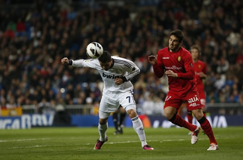 Cristiano Ronaldo defending header, in Real Madrid 5-2 Mallorca, for the Spanish League 2012-2013