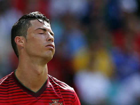 Cristiano Ronaldo about to cry after Germany 4-0 Portugal in the 2014 FIFA World Cup