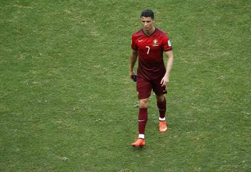Cristiano Ronaldo walking off the pitch, in Germany 4-0 Portugal for the FIFA World Cup 2014