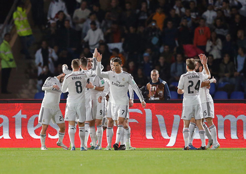 Real Madrid celebrate their win against Cruz Azul in the FIFA Club World Cup semi-finals round
