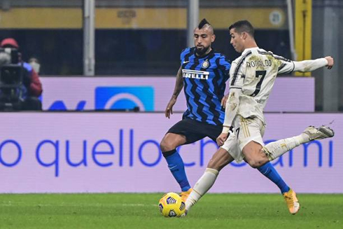 Cristiano Ronaldo and Vidal in Inter vs Juventus in 2021