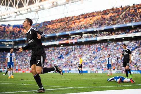 Cristiano Ronaldo scores at the Power8 Stadium, in Espanyol 1-4 Real Madrid for the Spanish League 2014-15