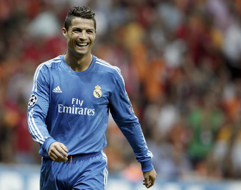 Cristiano Ronaldo not hiding his big smile, in Real Madrid 2013-2014