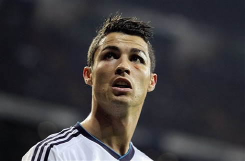 Cristiano Ronaldo surprised face and look, during a Real Madrid game in 2012-2013
