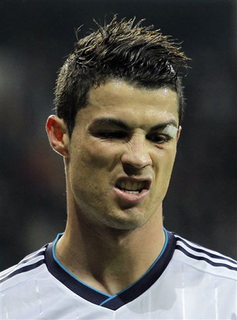 Cristiano Ronaldo making an ugly face in Real Madrid vs Athletic Bilbao, for the Spanish League 2012-2013