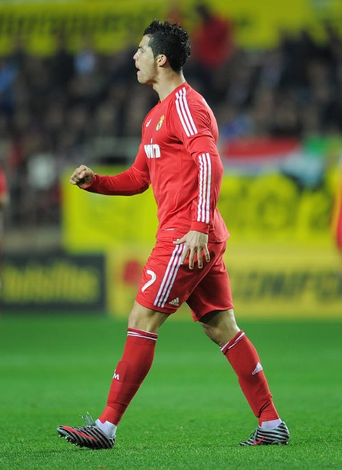 Cristiano Ronaldo walks away celebrating a Real Madrid goal