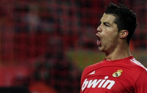Cristiano Ronaldo close-up photo when celebrating the goal against Sevilla
