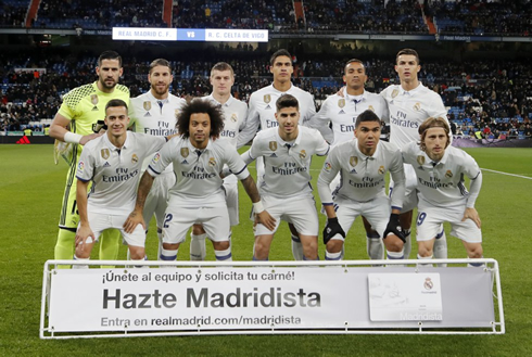 Real Madrid starting lineup against Celta de Vigo, for the Copa del Rey quarter finals first leg in 2017