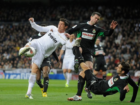 Cristiano Ronaldo volley shot in Real Madrid vs Racing Santander, for La Liga in 2012