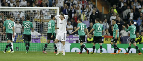 Cristiano Ronaldo takes his hands into his head in frustration