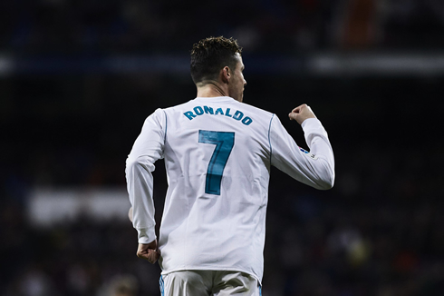 Cristiano Ronaldo wearing Real Madrid number 7 jersey in 2018