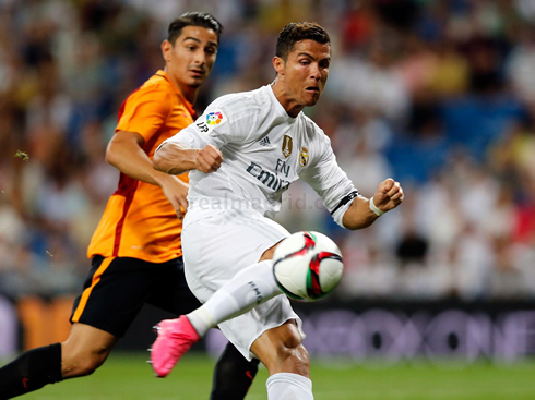 Cristiano Ronaldo right foot volley, in Real Madrid vs Galatasaray