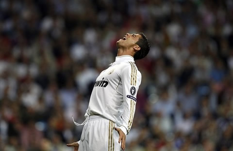 Cristiano Ronaldo despair and rage, in a game against Olympique Lyon, for the UEFA Champions League in 2011/2012