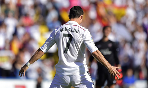 Cristiano Ronaldo goal celebration with his legs and arms open