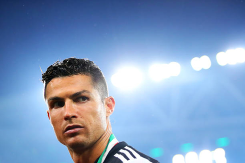 Cristiano Ronaldo looking serious after the end of the match between Juventus and Atalanta