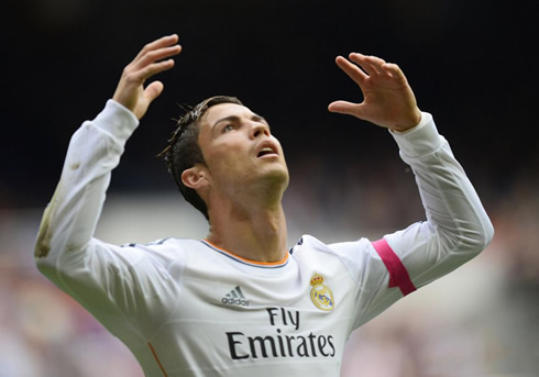 Cristiano Ronaldo showing his frustration during a game between Real Madrid and Malaga