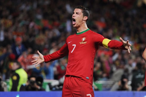 Cristiano Ronaldo crying of joy after scoring for his country
