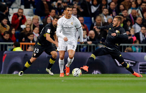Cristiano Ronaldo in action in Real Madrid vs Sevilla, in La Liga 2015-2016