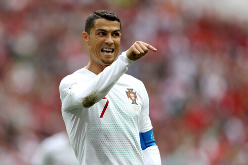 Cristiano Ronaldo making gestures in the 2018 FIFA World Cup in Russia