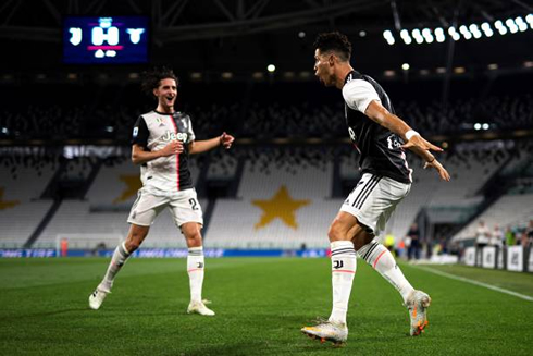 Cristiano Ronaldo doing his celebration after scoring for Juventus in Turin