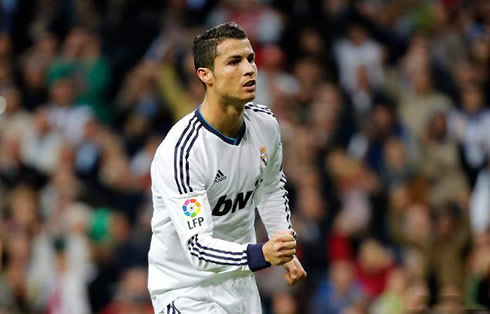 Cristiano Ronaldo goal celebrations after another goal scored for Real Madrid, this time against Celta de Vigo, in 2012