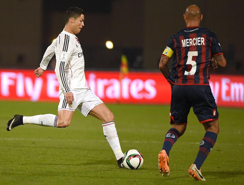 Cristiano Ronaldo in action in Real Madrid vs San Lorenzo