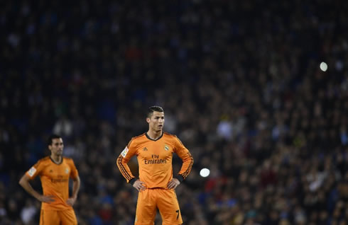 Cristiano Ronaldo getting ready to take a free-kick for Real Madrid