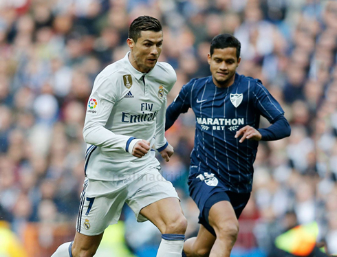 Cristiano Ronaldo in action in Real Madrid vs Malaga for La Liga 2017