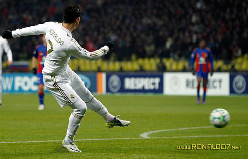 Cristiano Ronaldo left-foot strike, scoring the first goal for Real Madrid in the match against CSKA Moscow