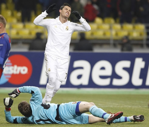 Cristiano Ronaldo frustration after being close to score a goal for Real Madrid in 2012