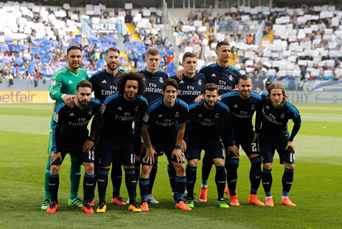 Real Madrid line-up in La Rosaleda, in their league fixture against Malaga, on February of 2016