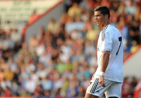Cristiano Ronaldo playing in a friendly game between AFC Bournemouth and Real Madrid, preparing the new season ahead