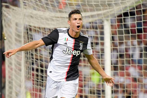 Cristiano Ronaldo after scoring a goal for Juventus against Tottenham, in Singapore