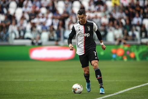 Cristiano Ronaldo in action in a game for Juventus for the Serie A 2019-20