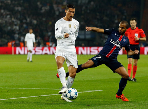 Cristiano Ronaldo and Lucas Moura, in PSG vs Real Madrid