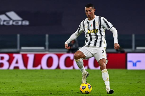 Cristiano Ronaldo playing for Juventus in the Serie A 2020-21