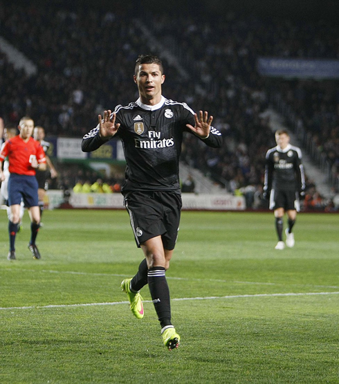 Cristiano Ronaldo letting people know he's back, after scoring in Elche vs Real Madrid for the Spanish League