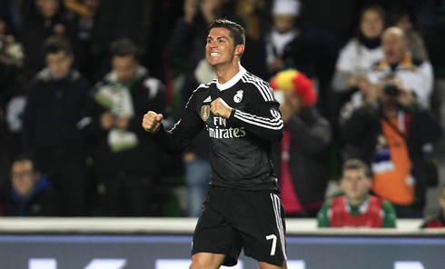 Cristiano Ronaldo grinds his teeth after ending his goalscoring drought in La Liga, in Elche 0-2 Real Madrid
