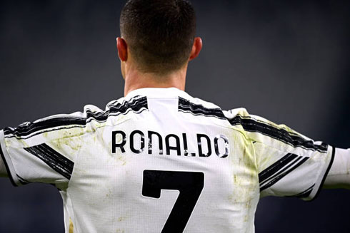 Cristiano Ronaldo and the back of his Juventus shirt