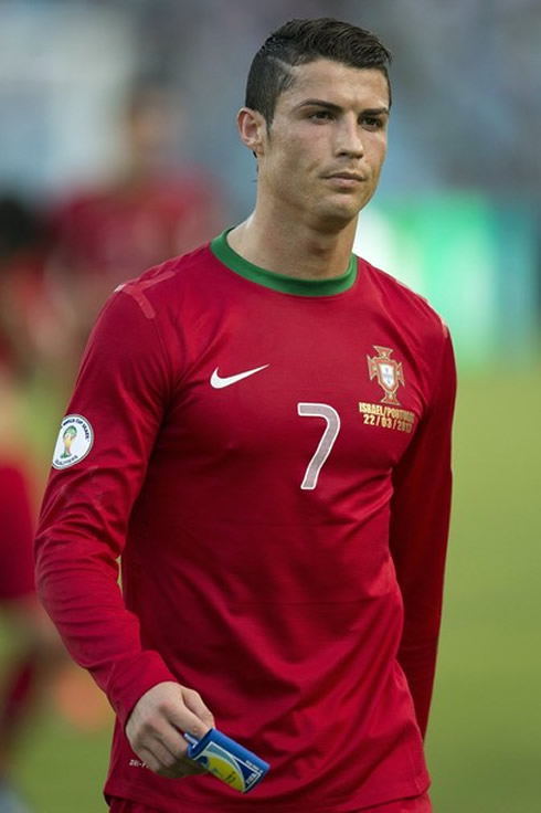 Cristiano Ronaldo wearing the Portuguese National Team uniform, ahead of a qualifier game for the 2014 FIFA World Cup