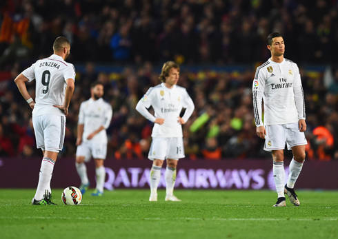 Cristiano Ronaldo, Benzema and Modric disappointed after conceding a goal against Barcelona