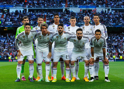 Cristiano Ronaldo in Real Madrid's starting eleven against Atletico, for the UEFA Champions League quarter-finals 2nd leg, in April of 2015